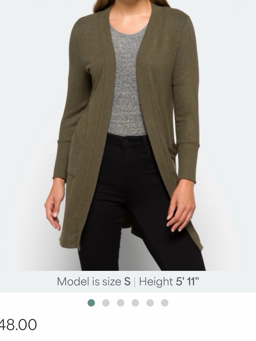 Olive Open-Front Long Cardigan Duster Sweater